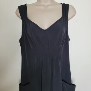 ATHLETA Sleeveless Knee-Length Black Dress Keyhole Back Zip Pockets sz 12T
